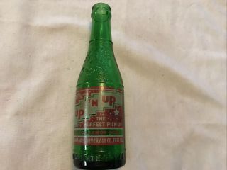 Up N Up Vintage Green Embossed Glass Soda Bottle,  Erie,  Pa.  Rare Variation