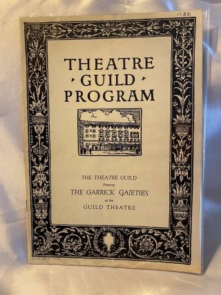 1930 The Theatre Guild Presents The Garrick Gaieties Playbill At The Guild Theat