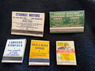 Vintage San Francisco Bay Area Matchbooks Car Related Set Of 5