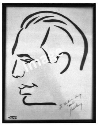 Jack Benny Caricature From The Hollywood Brown Derby By Eddie Vitch With Frame