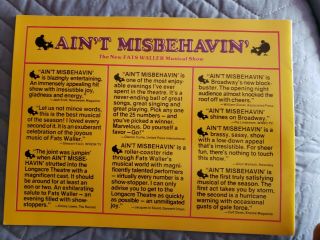 Ain ' t Misbehavin ' starring Nell Carter and Fats Waller souvenir program 2