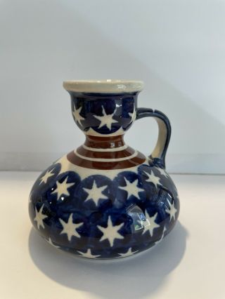 Polish Pottery Candle Holder Americana Handle Boleslawiec