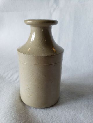 Vintage White Small Pottery Stoneware Crock