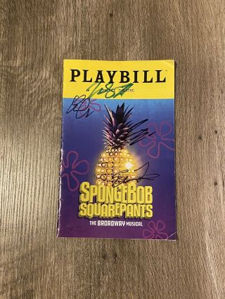 Signed Spongebob Squarepants The Musical Broadway Obc Playbill Ethan Slater
