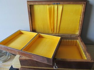 Vintage Men’s DUNSTON Jewelry,  Watch and Wallet Wooden Box Organizer WITH KEY 3