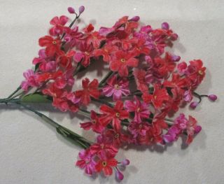 Vintage Millinery Flowers For Crafts - Velvet & Satin - Pinks & Reds - Japan