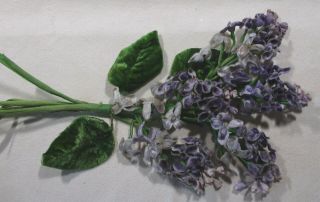 Vintage Millinery Flowers For Crafts - Velvet Lilac Cluster - Shades Of Purple