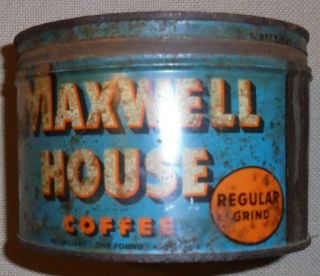 Vintage Maxwell House Drip Grind Coffee Tin Can 1 Lb