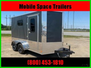 2021 Covered Wagon Trailers 7x12 Charcoal Motorcycle Pkg W/ Windows