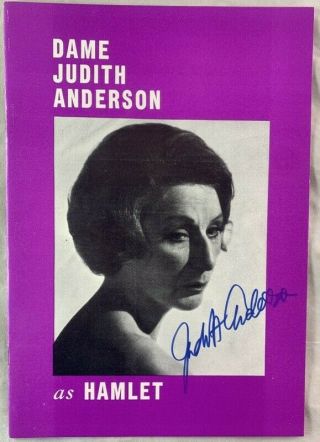 Hand Signed Souvenir Program Dame Judith Anderson As Hamlet