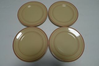 Vintage Shenango China Inca Ware Tan W/ Red Stripes 6 - 1/4 " Dessert Plates 4