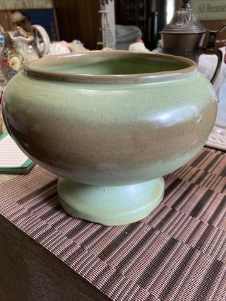 Vintage Frankoma 22 Prairie Green Footed Vase In