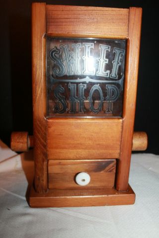 Vintage Wood And Glass " Sweet Shoppe " Nut Candy Dispenser Machine 12 "