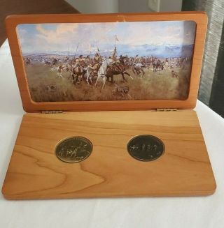 Vintage Coin Set Lewis And Clark With Wood Display Case Bicentennial