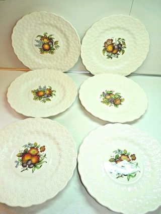 Set Of Six (6) Spode Alden Luncheon Lunch Plates 9 1/8 " Various Ring Designs