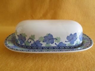Pfaltzgraff Blue Isle Covered Butter Dish With Lid White/ Blue Cond