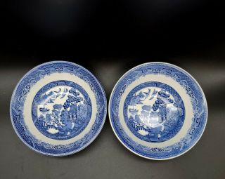 Set Of 2 Johnson Brothers Blue Willow China 6 " Salad Bowl Made In England