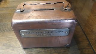Vtg Metal Coin Bank - The National Bank Of Topton,  Topton,  Pa U.  S.  Bank Note Co