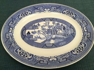 Vintage Homer Laughlin Blue Willow Ware •11 5/8” Rimmed Platter D55 N6 •usa •evc