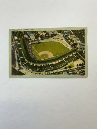 Vintage 1930s Chicago Cubs Wrigley Field Linen Postcard