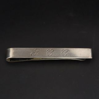 Vtg Sterling Silver - Engraved Monogram Initials Solid Bar Men 
