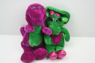 Vintage 1992 Barney The Dinosaur & Baby Bop Plush Stuffed Animal