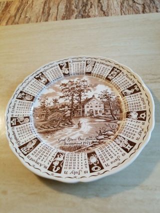 Alfred Meakin 1971 Vintage Calendar Plate Brown God Bless Our House Xtbx0100