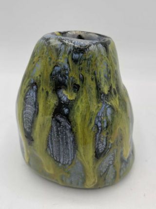 Small Studio Art Pottery Vase Drip Glaze Handmade 3.  5” Tall
