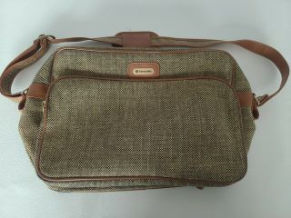 Vintage Samsonite Luggage Carry On Bag 18in Soft Brown Tan With Strap