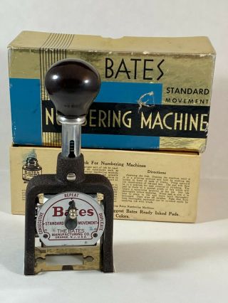 Vintage Bates Standard Movement Numbering Machine Stamp Style E Wheels 6