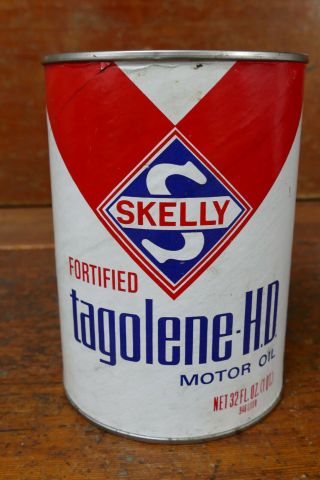 Vintage Skelly Tagolene - Hd Motor Oil Composite One Quart Oil Can - Empty