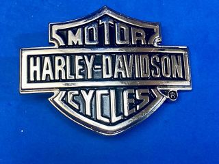 Harley Davidson Mens Hd Bar And Shield Silver Black Color Motorcycle Belt Buckle