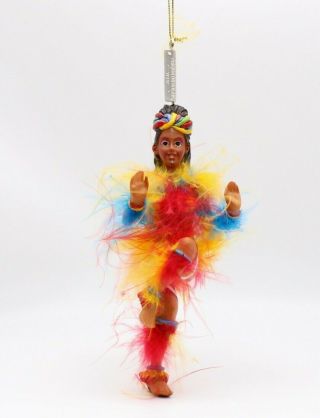 Authentic Cirque Du Soleil Theatre Ornament Brightly Colored Feather Dancer