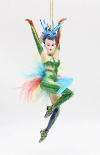Authentic Cirque Du Soleil Ornament Brightly Colored Peacock Feather Dancer