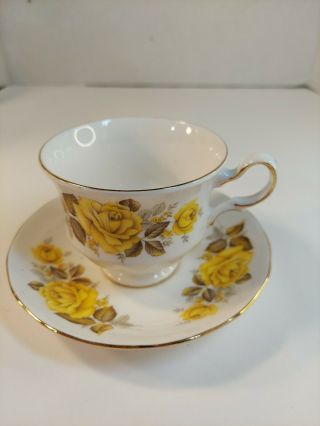 Vintage Queen Anne Yellow Roses 8616 Cup And Saucer
