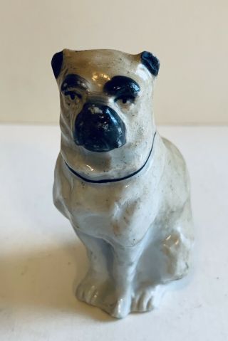 Antique English Staffordshire Pug Dog Figurine W/glazed Porcelain Finish