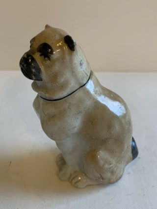 Antique English Staffordshire PUG Dog Figurine W/glazed Porcelain Finish 2