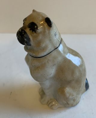 Antique English Staffordshire PUG Dog Figurine W/glazed Porcelain Finish 3