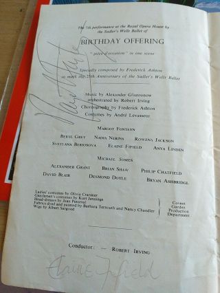 Margot Fonteyn Autograph In 1956 Royal Opera House Programme