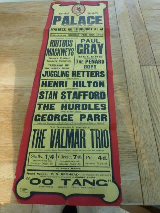 1932 Bradford Palace Theatre Poster 35 X 11 "