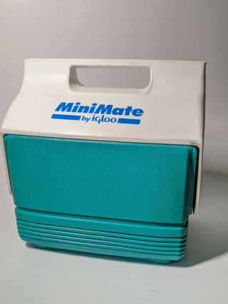 Vintage Igloo Minimate Cooler Teal White/blue Lid 4 Quart Made In Usa