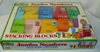 Vintage Tyco Sesame Street Jumbo Numbers Plastic Stacking Blocks