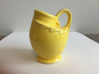 Shawnee Pottery Miniature Canary Yellow Pitcher / Jug With Leaf And Vine Design