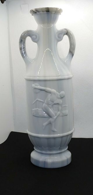 Vintage Jim Beam Liquor Decanter Bottle White Marble Greek Discus Thrower