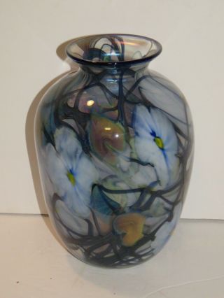 Charles Lotton " Multi - Flora " Art Glass Vase