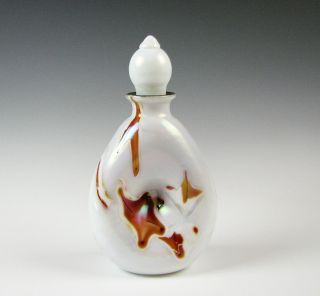 Charles Lotton Art Glass Pinched Bottle With Stopper 1973