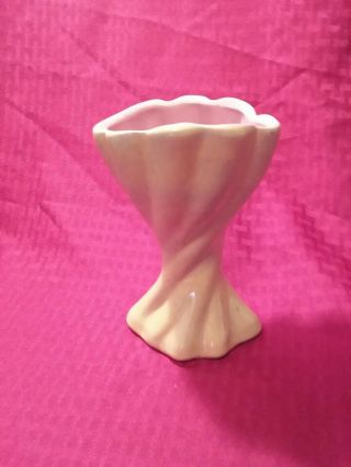 Vintage Gonder Pottery Yellow & Pink Twisted Swirl Vase