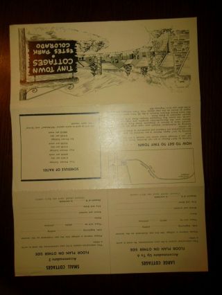 Vintage Colorado Brochure - Tiny Town Cottages Estes Park
