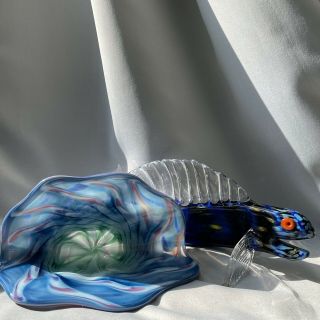 Mark Eckstrand Art Glass Fish & Shell Sculpture Figures