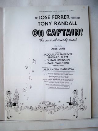 OH CAPTAIN Souvenir Program TONY RANDALL / ABBE LANE / SUSAN JOHNSON NYC 1958 2
